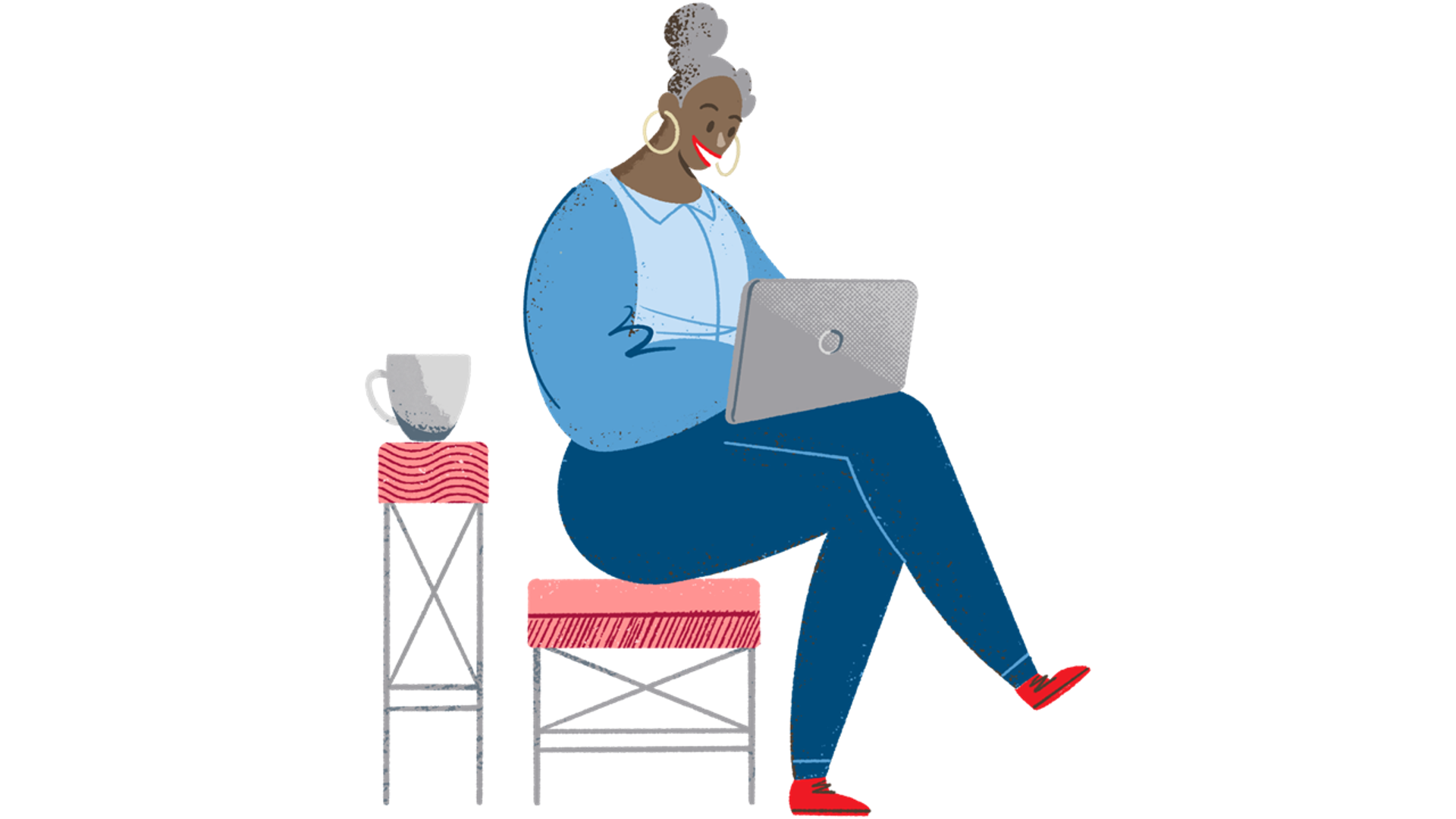Illustration of a person with a laptop on their lap.